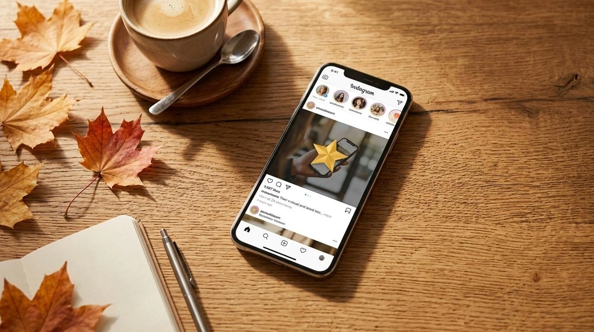 5 Viral Formats Taking Over Today Smartphone showing viral September 2026 social media trends on a desk with autumn leaves and coffee.